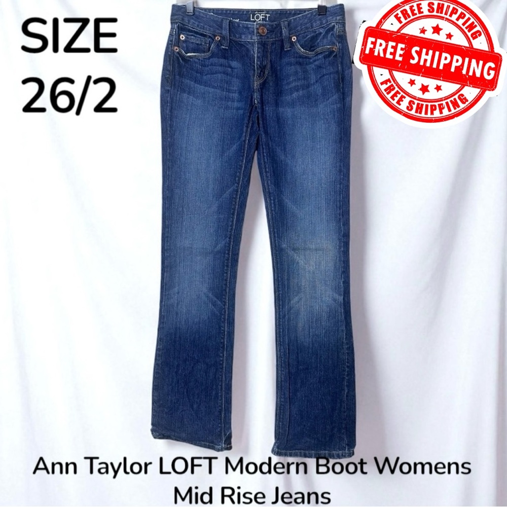 Ann Taylor LOFT Modern Boot Womens Mid Rise Jeans Size 26/2 FREE SHIPPING